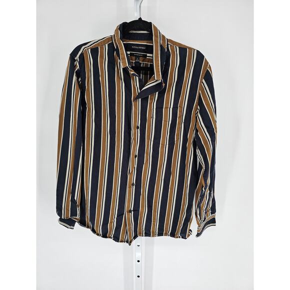 Banana Republic Mens Sz L Long Sleeve Button Up Shirt Untucked Slim Fit Striped - Picture 1 of 4